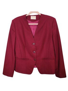 Vintage Pendleton Cherry Red Blazer Jacket Winter Wool Sz 8 Career Professional